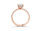 Rose gold Oval Cut Diamond Brilliant Solitaire Ring with Pavé Band and Four-Prong Setting_176