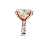 Rose gold Oval Cut Diamond Brilliant Solitaire Ring with Pavé Band and Four-Prong Setting_178
