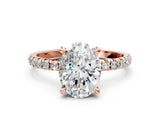 Rose gold Oval Cut Diamond Brilliant Solitaire Ring with Pavé Band and Four-Prong Setting_27