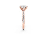 Rose gold Oval Cut Diamond Brilliant Solitaire Ring with Pavé Band and Four-Prong Setting_29