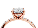Rose gold Oval Cut Diamond Brilliant Solitaire Ring with Pavé Band and Four-Prong Setting_31