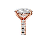 Rose gold Oval Cut Diamond Brilliant Solitaire Ring with Pavé Band and Four-Prong Setting_32