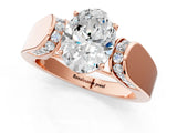 Rose gold Oval Cut Diamond Channel Set Solitaire Ring with Four-Prong Setting_13