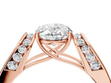 Rose gold Oval Cut Diamond Channel Set Solitaire Ring with Four-Prong Setting_16
