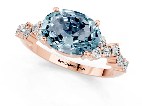 Rose gold Oval Cut Diamond Cluster Pavé Band with Four-Prong Setting_1