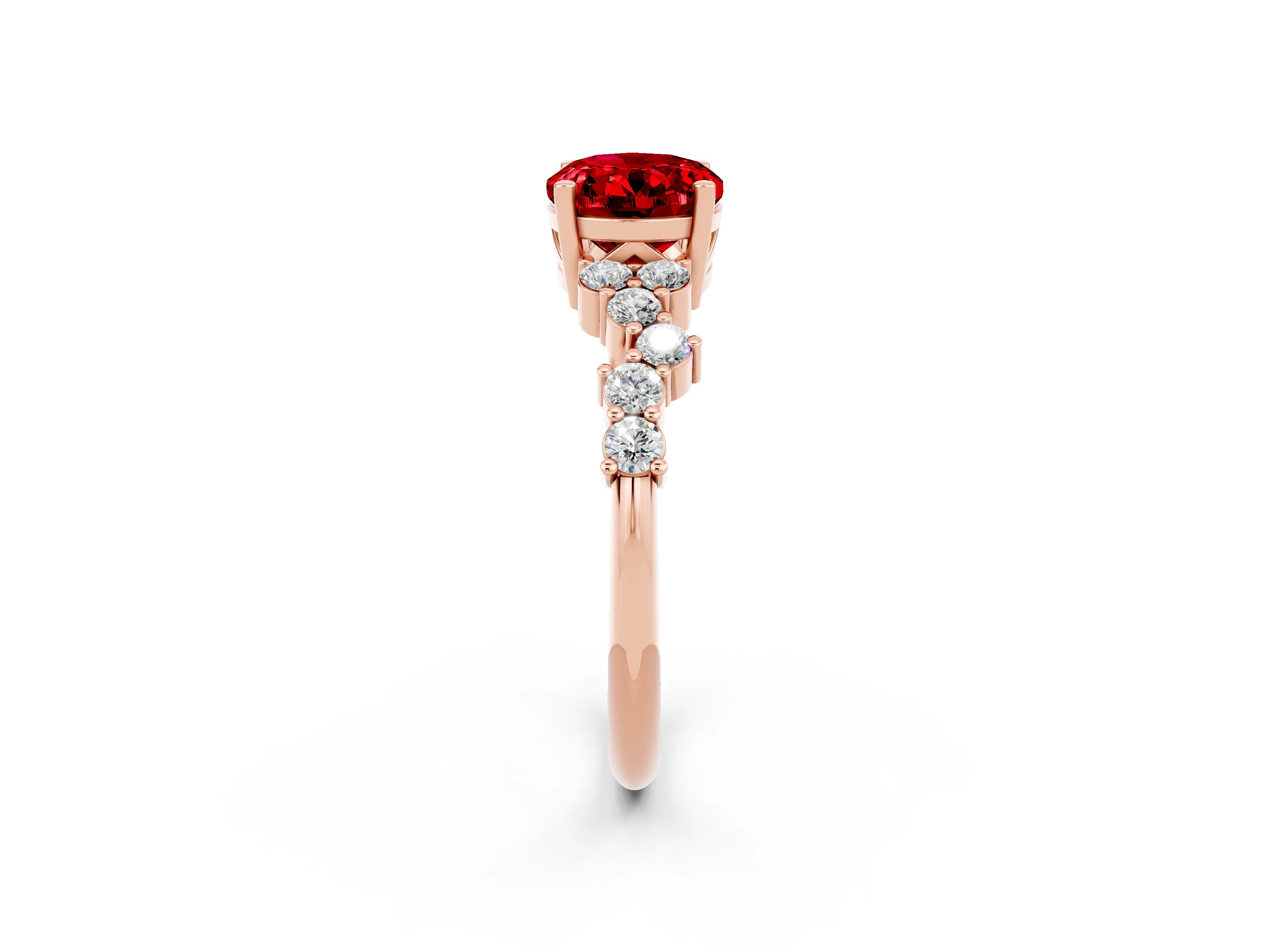 Rose gold Oval Cut Diamond Cluster Pavé Band with Four-Prong Setting_2