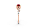 Rose gold Oval Cut Diamond Cluster Pavé Band with Four-Prong Setting_2