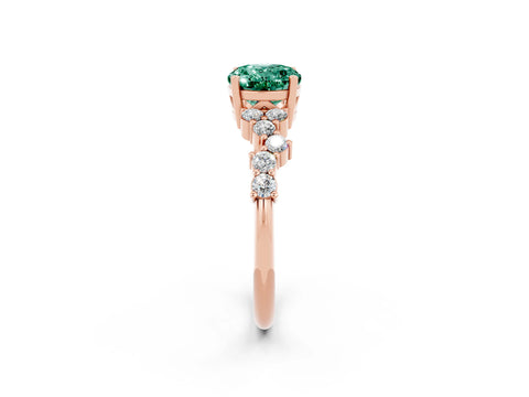 Rose gold Oval Cut Diamond Cluster Pavé Band with Four-Prong Setting_2