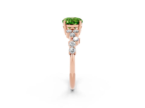 Rose gold Oval Cut Diamond Cluster Pavé Band with Four-Prong Setting_2