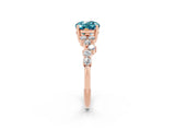 Rose gold Oval Cut Diamond Cluster Pavé Band with Four-Prong Setting_2