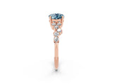 Rose gold Oval Cut Diamond Cluster Pavé Band with Four-Prong Setting_2