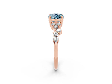 Rose gold Oval Cut Diamond Cluster Pavé Band with Four-Prong Setting_2