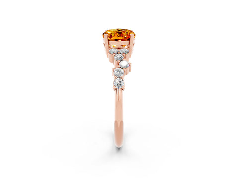 Rose gold Oval Cut Diamond Cluster Pavé Band with Four-Prong Setting_2