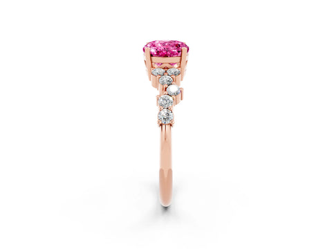 Rose gold Oval Cut Diamond Cluster Pavé Band with Four-Prong Setting_2