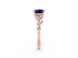 Rose gold Oval Cut Diamond Cluster Pavé Band with Four-Prong Setting_2