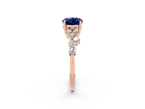 Rose gold Oval Cut Diamond Cluster Pavé Band with Four-Prong Setting_2