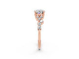 Rose gold Oval Cut Diamond Cluster Pavé Band with Four-Prong Setting_2