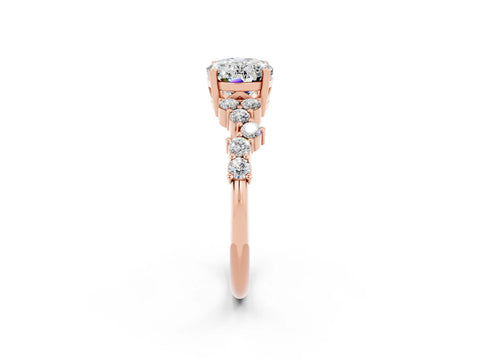Rose gold Oval Cut Diamond Cluster Pavé Band with Four-Prong Setting_2