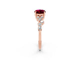 Rose gold Oval Cut Diamond Cluster Pavé Band with Four-Prong Setting_2