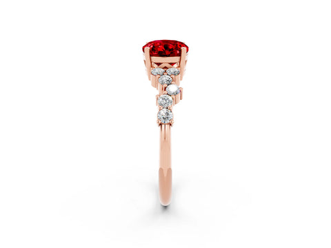 Rose gold Oval Cut Diamond Cluster Pavé Band with Four-Prong Setting_2