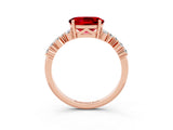 Rose gold Oval Cut Diamond Cluster Pavé Band with Four-Prong Setting_3