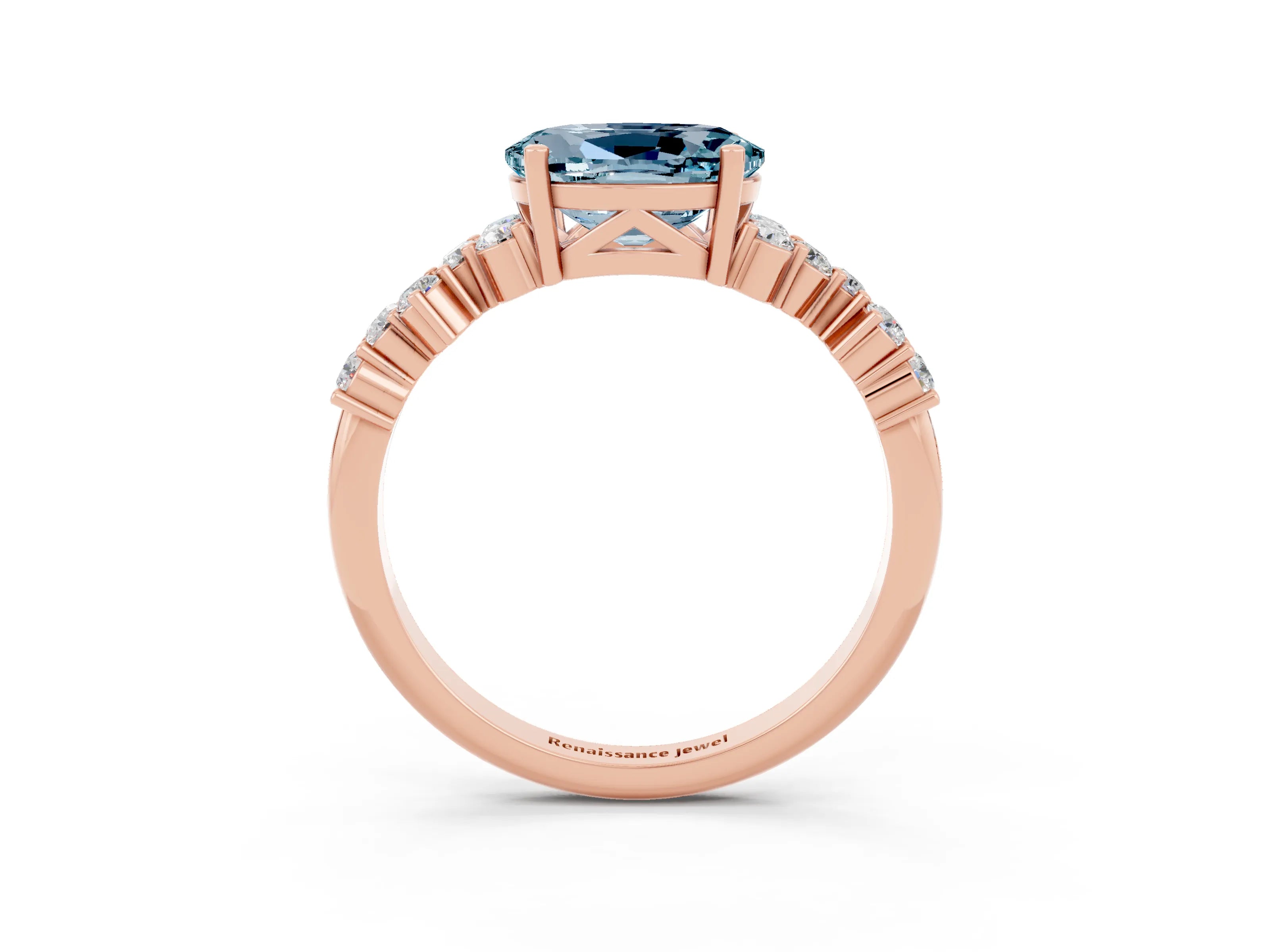 Rose gold Oval Cut Diamond Cluster Pavé Band with Four-Prong Setting_3