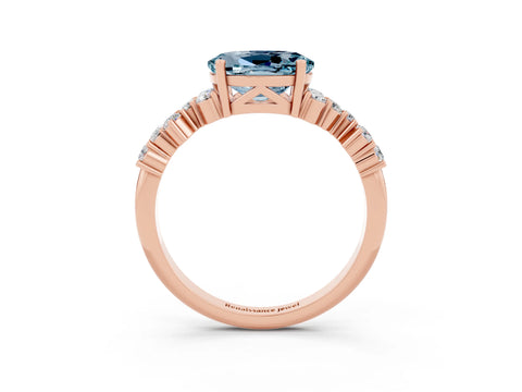 Rose gold Oval Cut Diamond Cluster Pavé Band with Four-Prong Setting_3