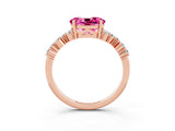 Rose gold Oval Cut Diamond Cluster Pavé Band with Four-Prong Setting_3