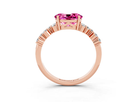 Rose gold Oval Cut Diamond Cluster Pavé Band with Four-Prong Setting_3