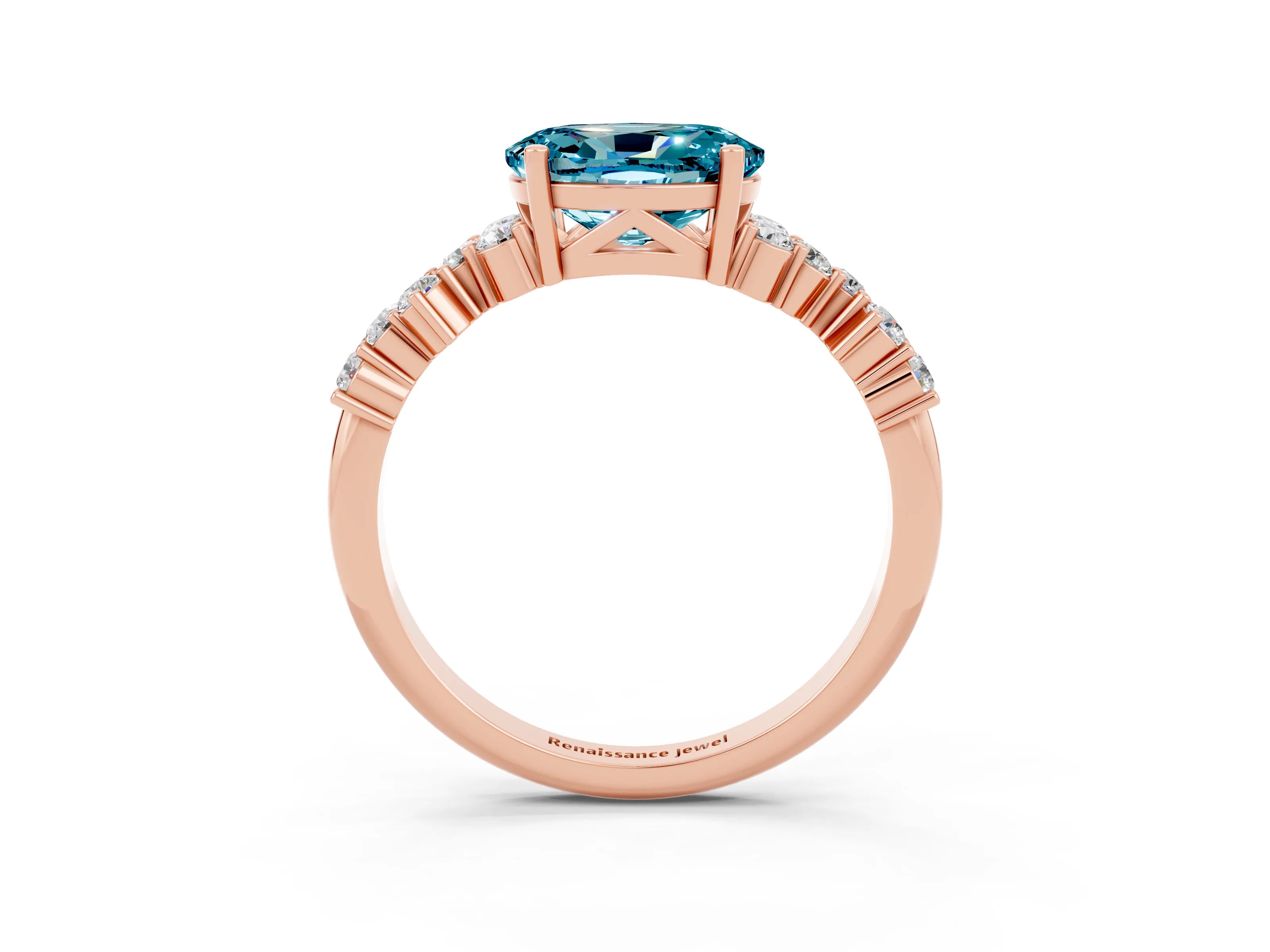 Rose gold Oval Cut Diamond Cluster Pavé Band with Four-Prong Setting_3