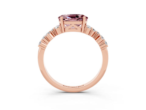 Rose gold Oval Cut Diamond Cluster Pavé Band with Four-Prong Setting_3