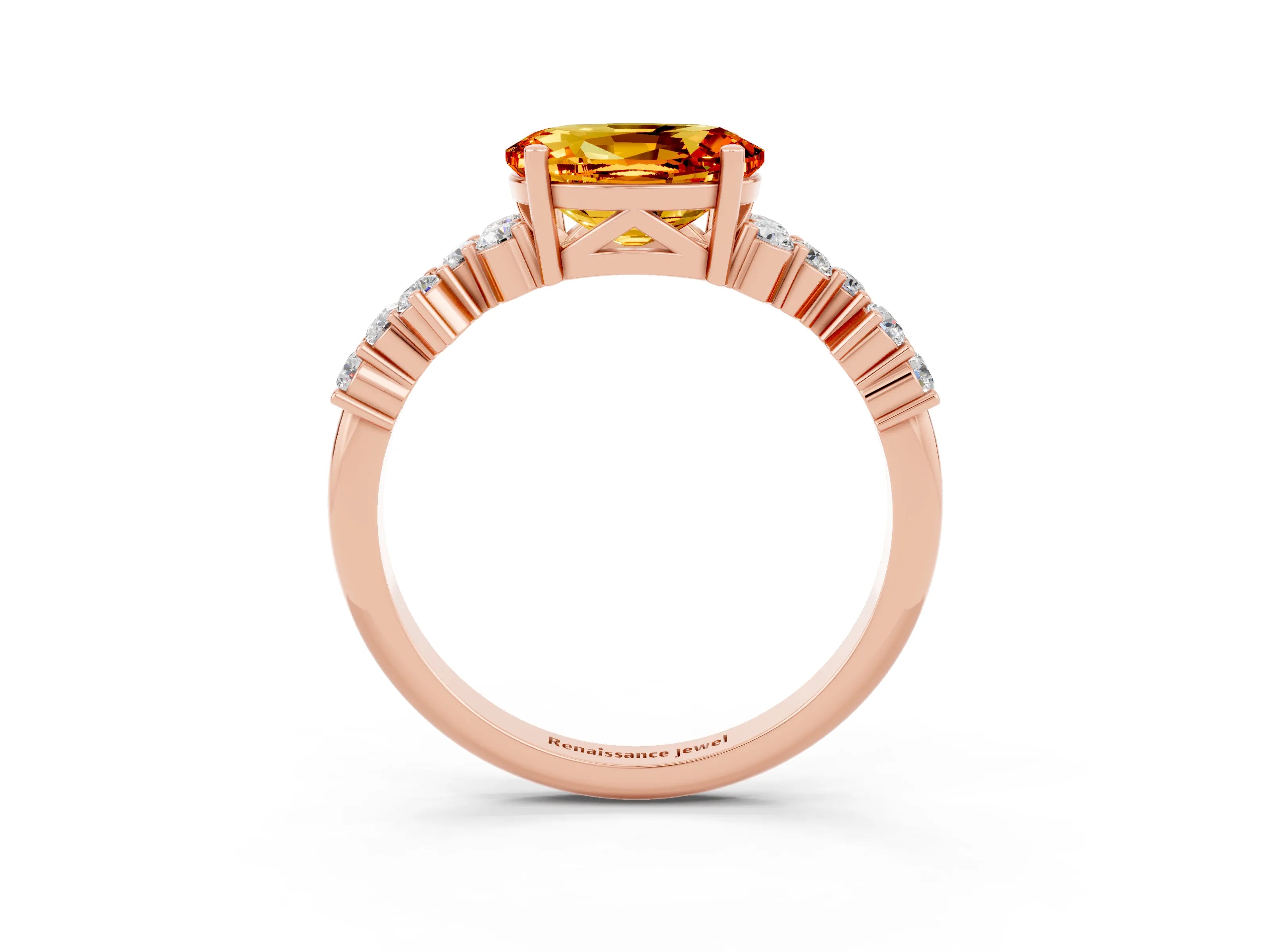 Rose gold Oval Cut Diamond Cluster Pavé Band with Four-Prong Setting_3
