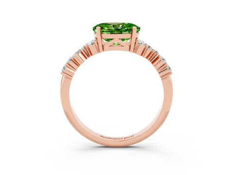 Rose gold Oval Cut Diamond Cluster Pavé Band with Four-Prong Setting_3