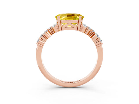 Rose gold Oval Cut Diamond Cluster Pavé Band with Four-Prong Setting_3