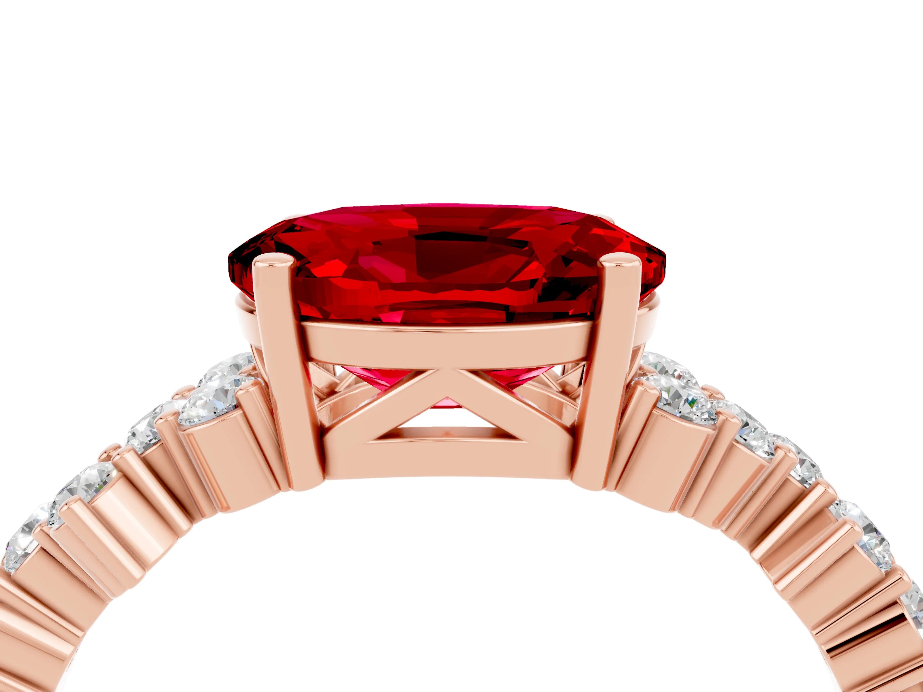 Rose gold Oval Cut Diamond Cluster Pavé Band with Four-Prong Setting_4