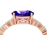 Rose gold Oval Cut Diamond Cluster Pavé Band with Four-Prong Setting_4