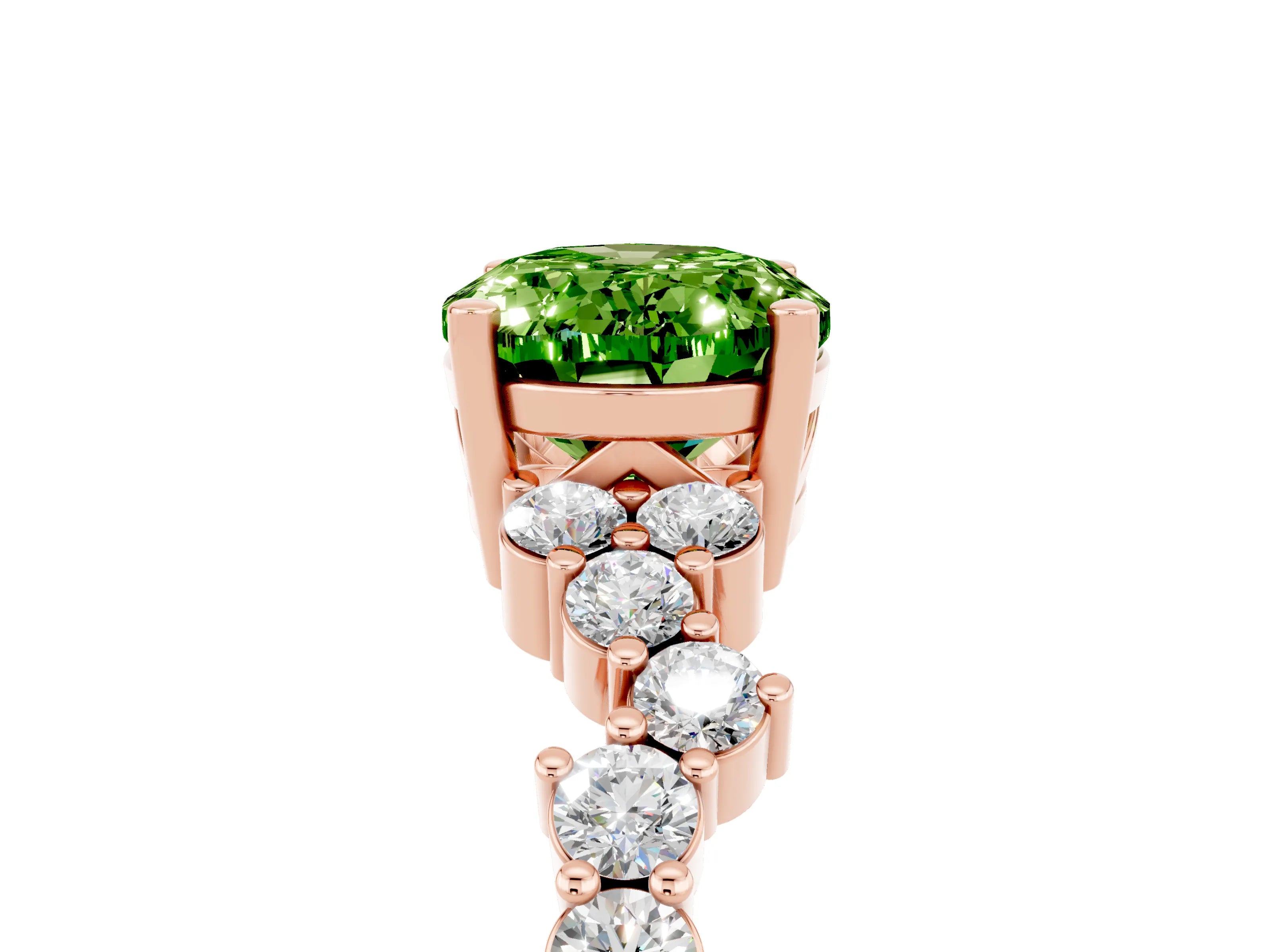 Rose gold Oval Cut Diamond Cluster Pavé Band with Four-Prong Setting_5