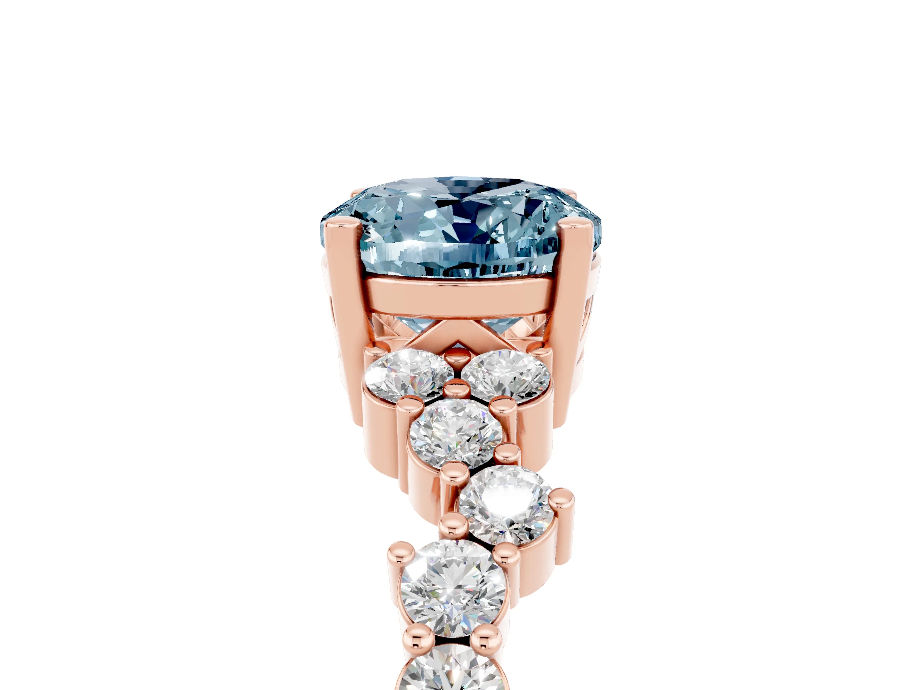 Rose gold Oval Cut Diamond Cluster Pavé Band with Four-Prong Setting_5