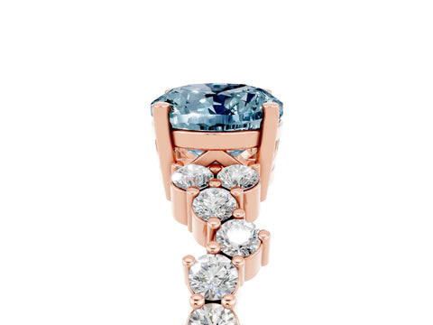 Rose gold Oval Cut Diamond Cluster Pavé Band with Four-Prong Setting_5