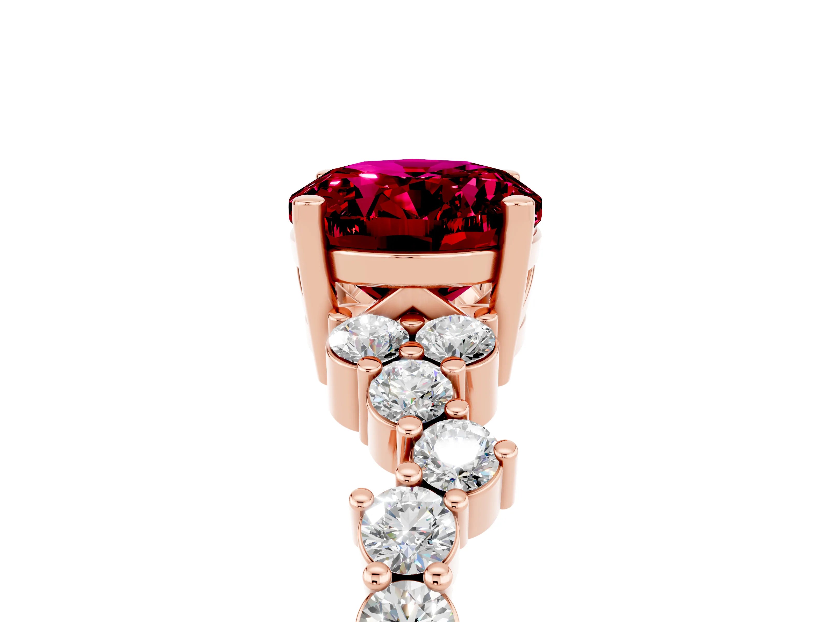 Rose gold Oval Cut Diamond Cluster Pavé Band with Four-Prong Setting_5