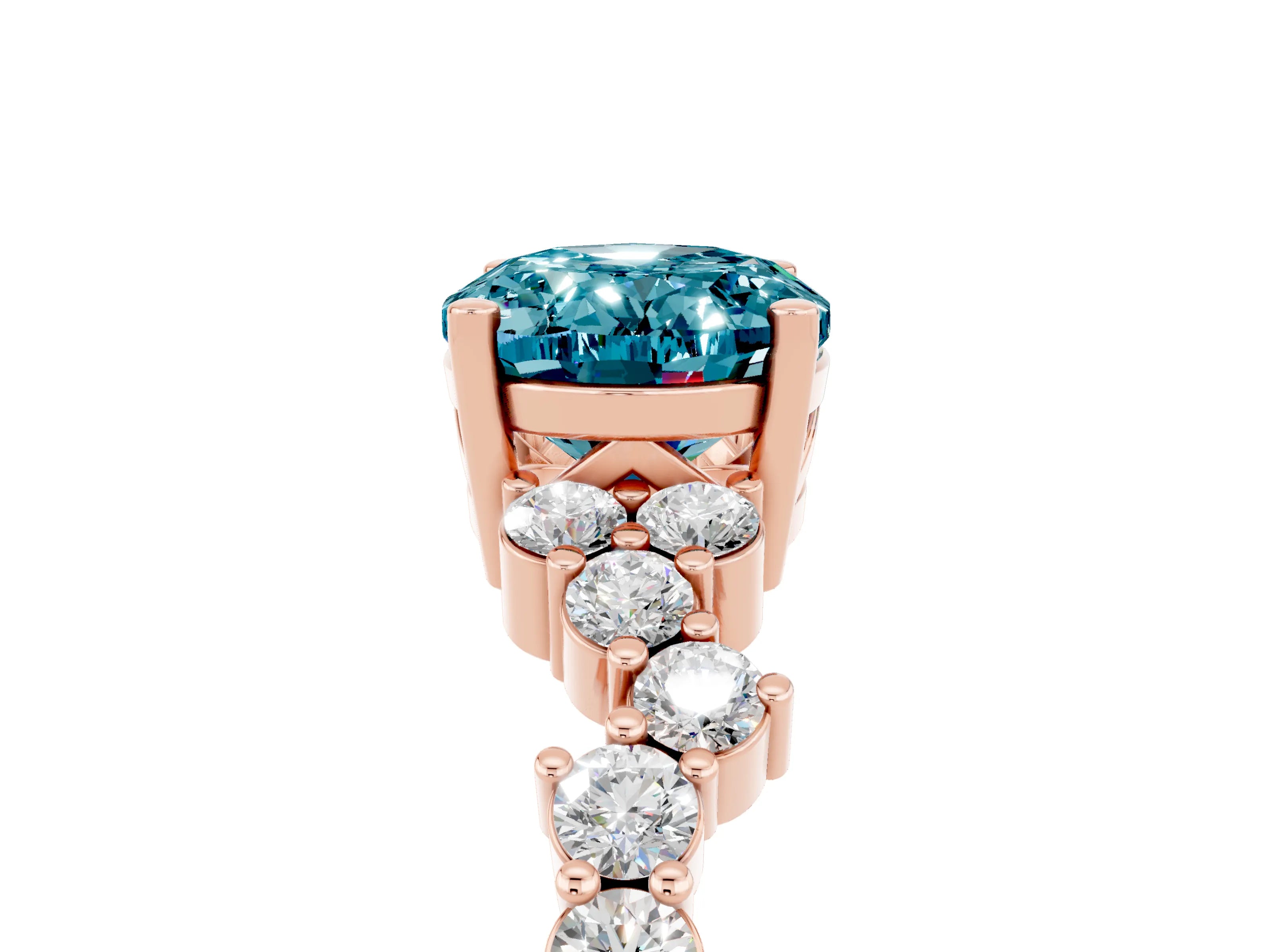 Rose gold Oval Cut Diamond Cluster Pavé Band with Four-Prong Setting_5