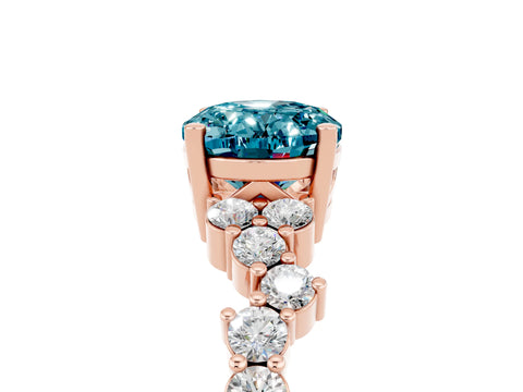 Rose gold Oval Cut Diamond Cluster Pavé Band with Four-Prong Setting_5