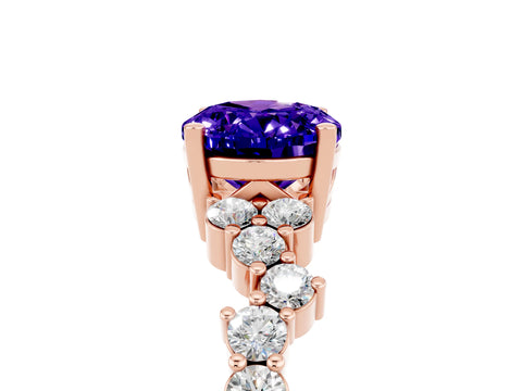 Rose gold Oval Cut Diamond Cluster Pavé Band with Four-Prong Setting_5