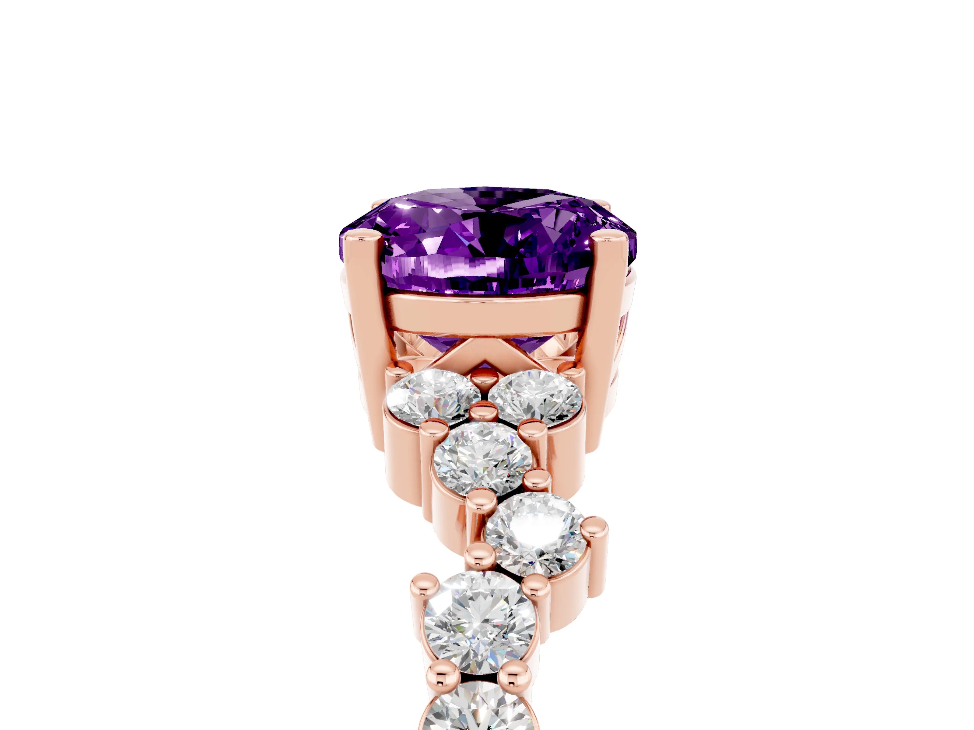 Rose gold Oval Cut Diamond Cluster Pavé Band with Four-Prong Setting_5