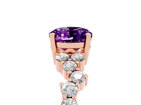 Rose gold Oval Cut Diamond Cluster Pavé Band with Four-Prong Setting_5