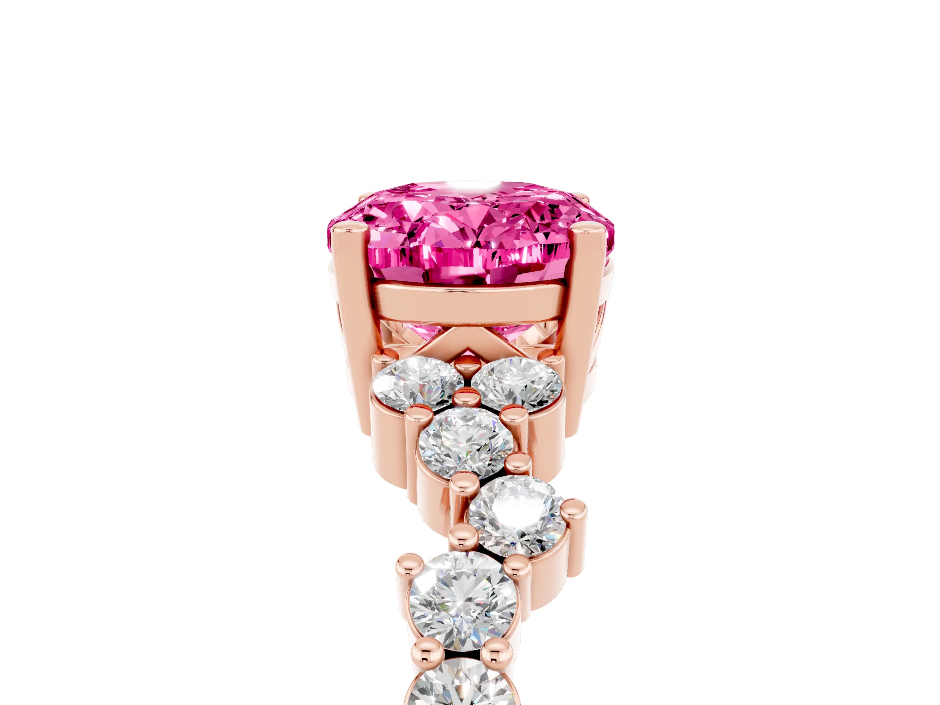 Rose gold Oval Cut Diamond Cluster Pavé Band with Four-Prong Setting_5