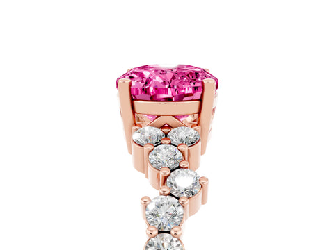 Rose gold Oval Cut Diamond Cluster Pavé Band with Four-Prong Setting_5