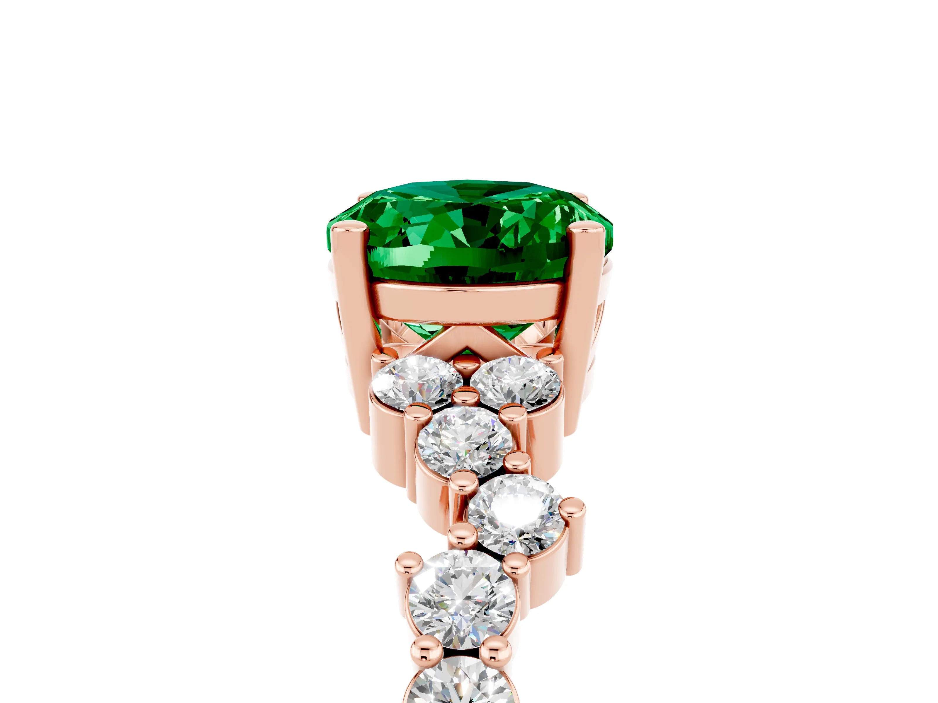 Rose gold Oval Cut Diamond Cluster Pavé Band with Four-Prong Setting_5