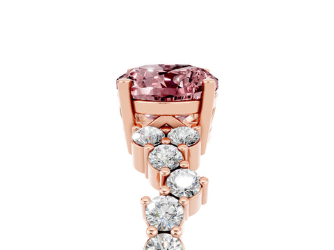 Rose gold Oval Cut Diamond Cluster Pavé Band with Four-Prong Setting_5