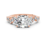 Rose gold Oval Cut Diamond Cluster Pavé Band with Four-Prong Setting